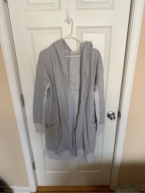 lululemon athletica Light Gray Hooded Open Cardigan